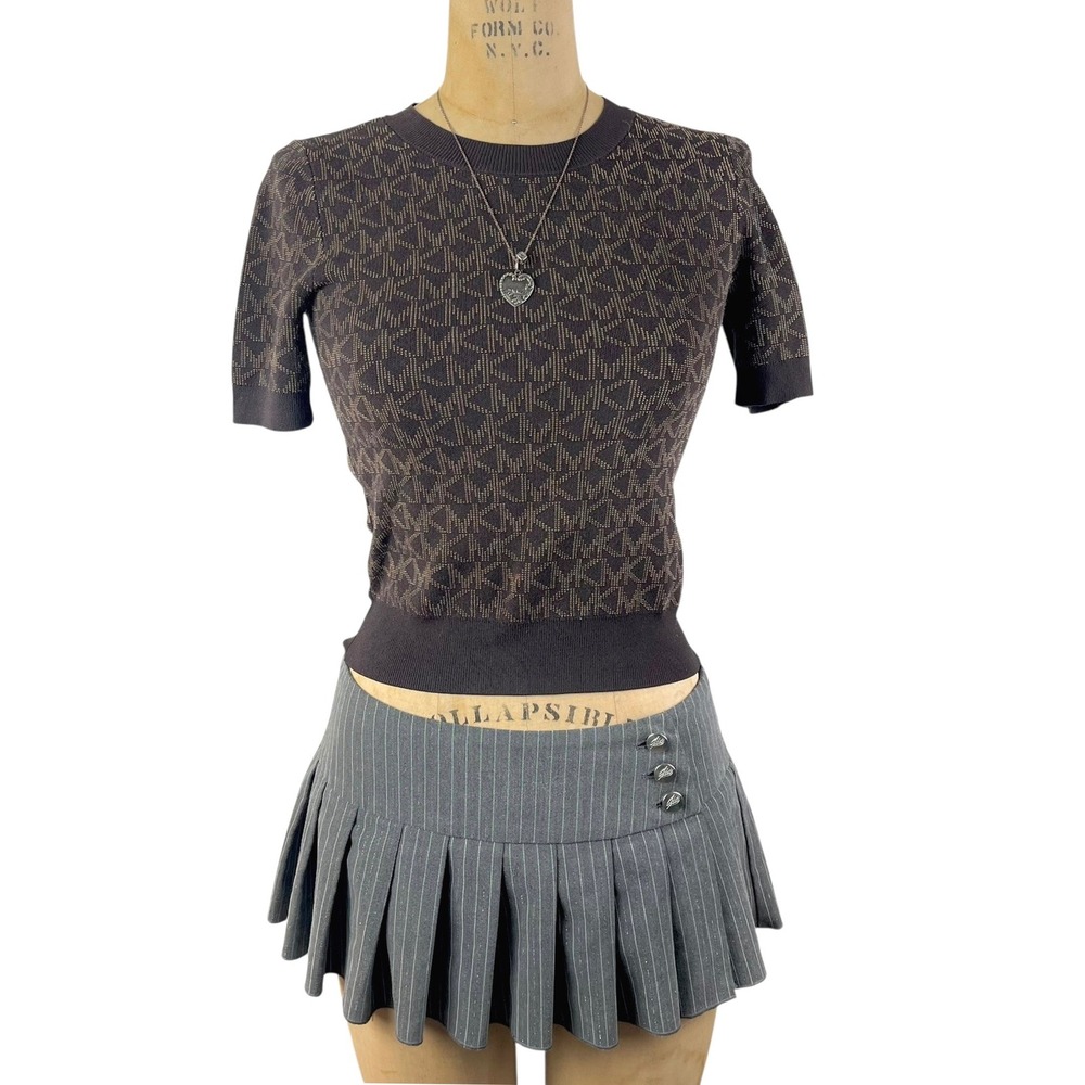 Preppy Michael Michael Kors Short Sleeve Sweater MK Monogram Luxury Size XS‎